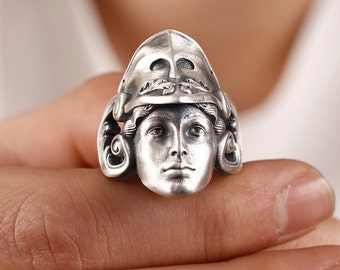 Athena Ring, Sterling Silver Greek Goddess Ring, Sculptural Jewelry