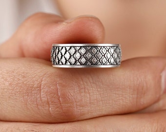 Japanische Wellenmuster Sterling Silber Ehering Ring