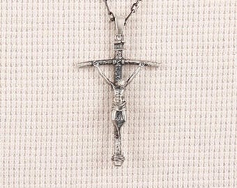 Sterling Silver Papal Crucifix Necklace, Faith Protection Gift