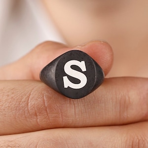 Ovoid Personalized Men Signet Ring In Silver, Personalized Men Ring, Gift For Him, Engraved Men Signet Ring, Inıtial Men Ring, Initial Ring