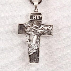 Jesus Necklace, Jesus in Cross Necklace For Christian, Oxidized Faith Necklace in Sterling Silver, Religious Necklace, Christian Necklace