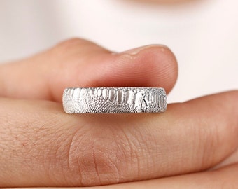 Dragon Skin Sterling Silver Band Ring, Gothic Promise Ring
