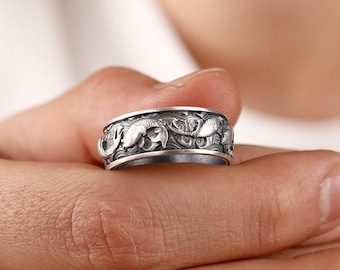 Koifiskring i sterlingsilver, japansk karpdesign