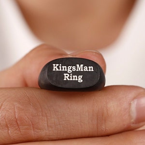 Horizontal  Personalized Men Signet Ring In Silver, Personalized Men Ring, Gift For Him, Engraved Men Signet Ring, Inıtial Men Ring