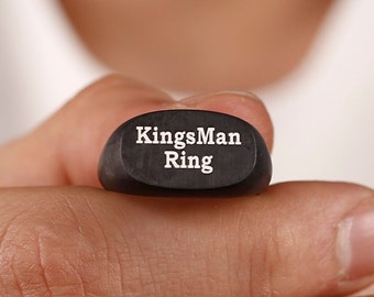 Horizontal  Personalized Men Signet Ring In Silver, Personalized Men Ring, Gift For Him, Engraved Men Signet Ring, Inıtial Men Ring