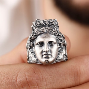 Apollo God Of Art Ancient Ring For Men, Greek Gods Mythology Apollo Ring, Apollo God Silver Ring, Apollo God of Art Ancient Silver Ring