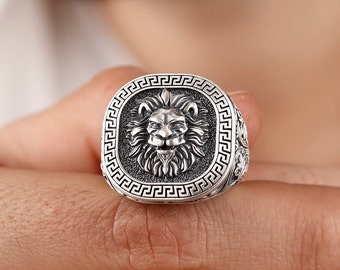 Handmade Sterling Silver Lion Signet Ring, Leo Zodiac