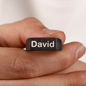 Rectangle Personalized Men Signet Ring In Silver, Personalized Men Ring, Gift For Him, Engraved Men Signet Ring, Inıtial Men Ring