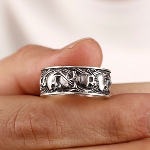 Skull Ring in Oxidized Sterling Silver, Mens Gothic Wedding Ring, Engraved, Wedding Band, Skull Ghotic Ring, Silver Men Ring, Gift Form Him