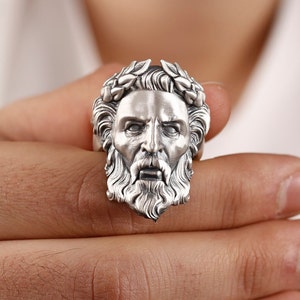 Zeus King of The Gods Handmade Sterling Silver Men Ring, Handmade Zeus King of the Gods Ancient Ring, Mythology Ring, Ancient Silver Ring