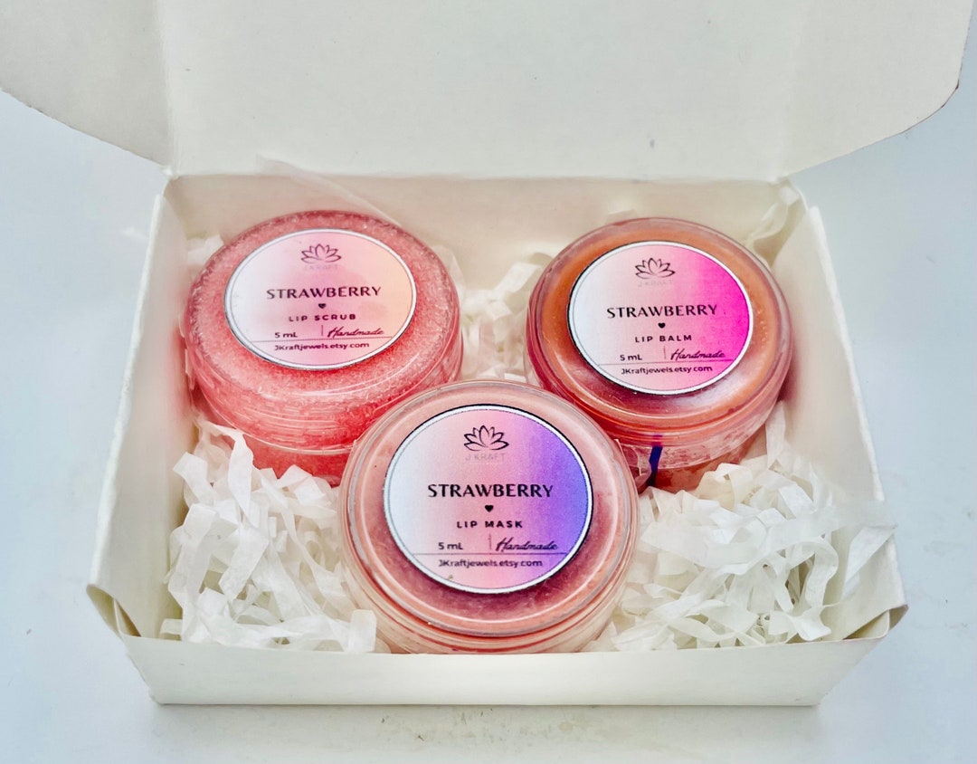 Lip Care Trio Lip Scrub Lip Mask Lip Balm Etsy