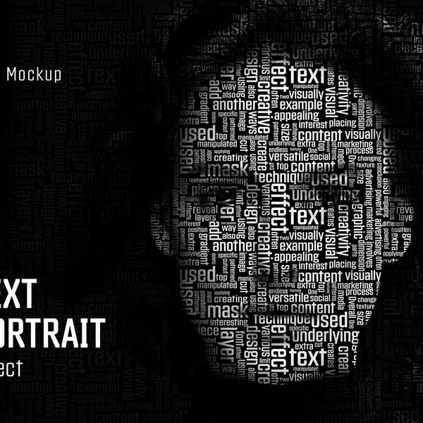 Text Portrait Masking Effect for Photoshop /  Text Portrait Effect Template / Text Portrait Photo Effect