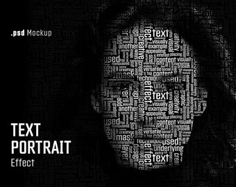 Text Portrait Masking Effect for Photoshop /  Text Portrait Effect Template / Text Portrait Photo Effect