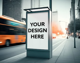 Street Advertisement Banner Mockup / Marketing Billboard / Bus Station Advertisement Sign