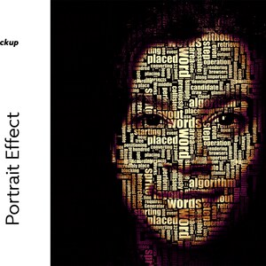 May include: A portrait effect created using a word cloud. The image is made up of words in various shades of brown, gold, and purple. The words are arranged to form the shape of a person's face. The words include "algorithm", "words", "placed", "step", "areacode", "possible", "even", "glamour", "cloud", "candidate", "rendering", "browsers", "important", "operation", "retrieve", "without", "32point", "collision", "perform", "move", "sprite", "hierarchical", "additional", "source", "asynchronous", "animate", "configurable", "cent", "license", "starting", "event", "tree", "positioning", "converting", "hundred", "placing", "blockin", "sually", "king", "placement", "simle", "opelt", "dering", "eration", "rende", "brow", "Import", "te", "Stre", "word", "Generator", "quite", "preously", "ollision", "Works", "spriteg", "rarc", "slow", "igurable", "prevel", "Atten", "uses".