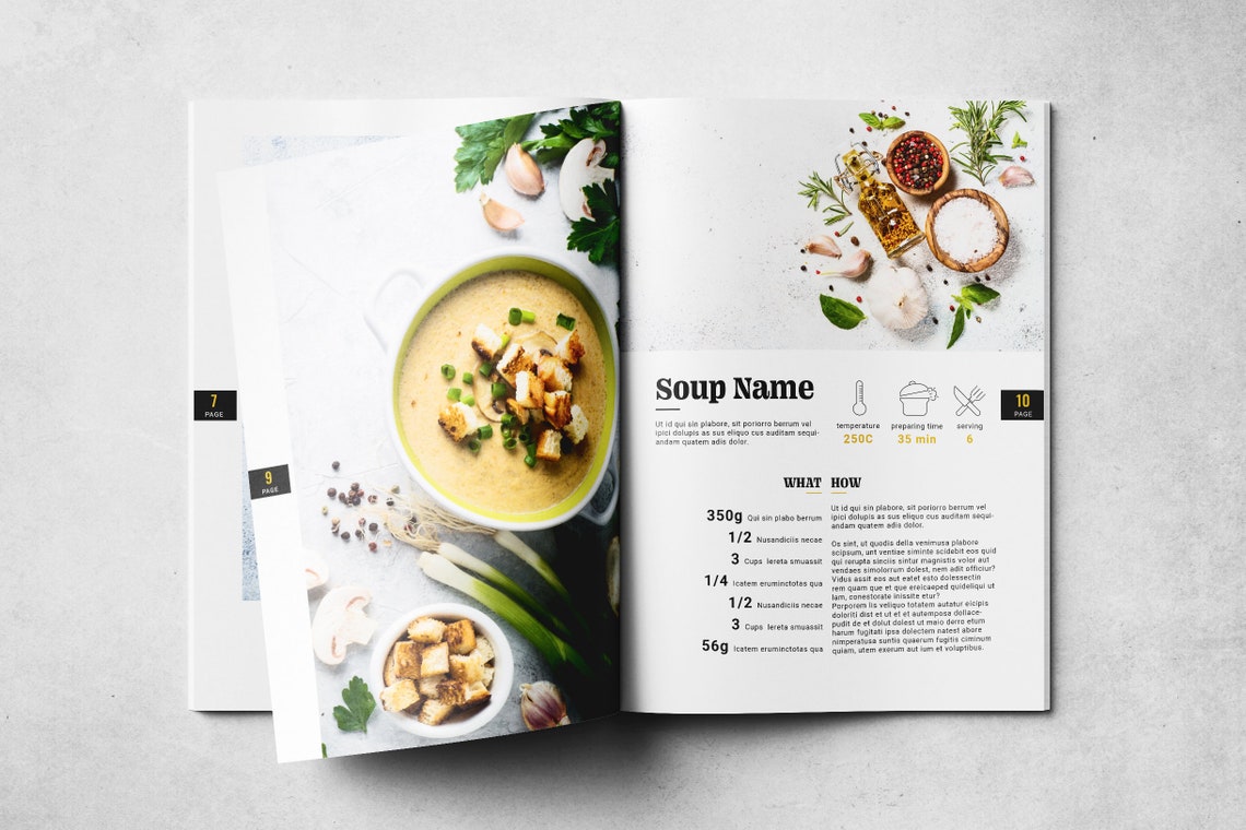 Cookbook Layout Template / Canva Recipe Book Template / Cookbook