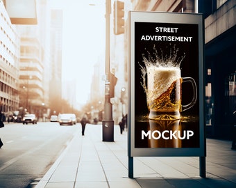 Street Advertisement Sign Mockup / Street Marketing Sign Mockup / City Marketing Banner Mockup