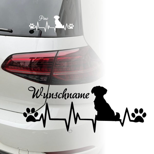 Auto Aufkleber | Malteser | | Personalisiert mit Name | Herzschlag | Wunschname | Hundepfödchen | Car Sticker 35