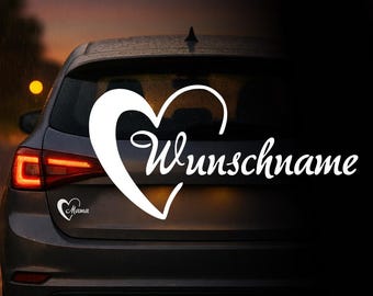 Auto Aufkleber | Herz mit Wunschname | Personalisiert  Name | Portrait |  on Board | Car Sticker |  Farben und Größen | Sticker 554