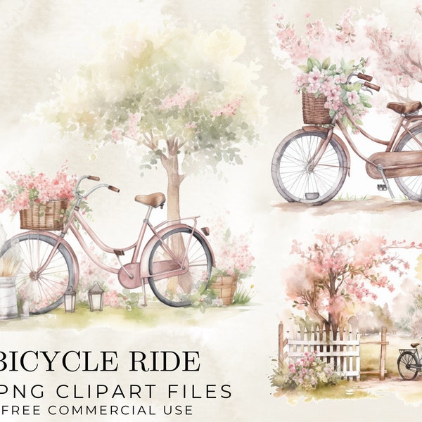 Bicycle clipart, watercolor bike, clipart, watercolor digital art, clip art, digital watercolor art, vintage clipart, instant download