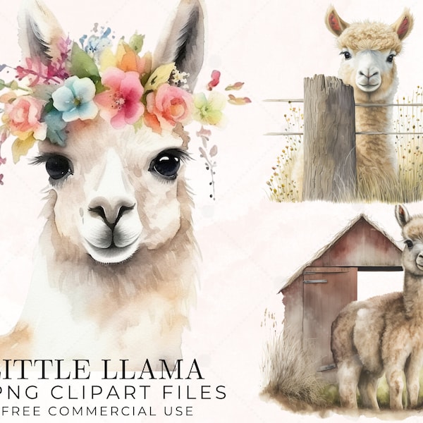 Llama clipart, watercolor llama, boho llama, digital art, clip art, digital watercolor art, vintage clipart, instant download