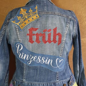 Früh-Prinzessin Jeansjacke mit Stickereien in Gr. 38 und ein Achselmaß von 44 cm 6 Bild 1