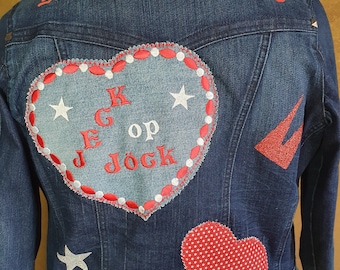 Jeck op Jöck  Jeansjacke mit Koordinaten  Gr.42 (Achselmaß 52 cm) -3-