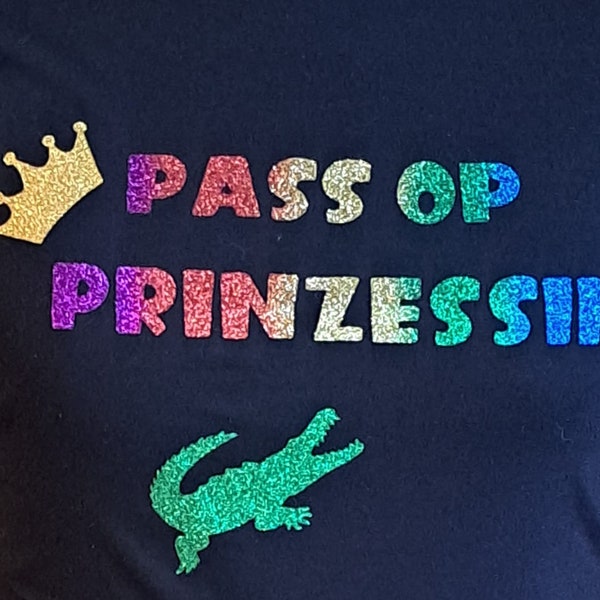 Gr S - Pass op Prinzessin - T-Shirt schwarz -  Karneval Fasching -