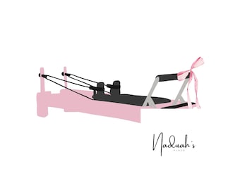 Pilates Reformer Illustration, Chic Pink Bow (Digital Download)