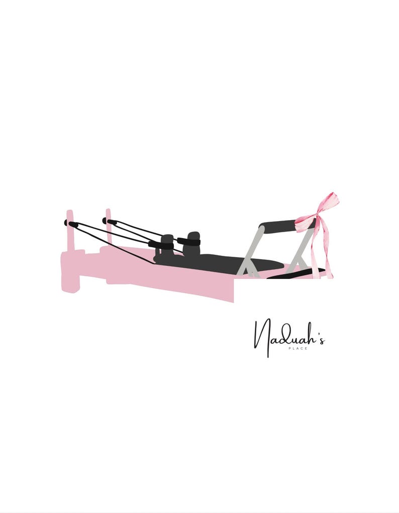 Pilates Reformer Illustration, Chic Pink Bow (digital Download) - Etsy