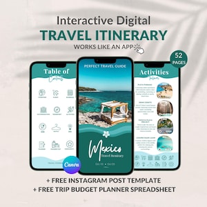 Reiseplaner, Reiseplaner, bearbeitbarer Mexiko-Reiseführer, digitaler Reiseplaner, digitaler Reiseplaner