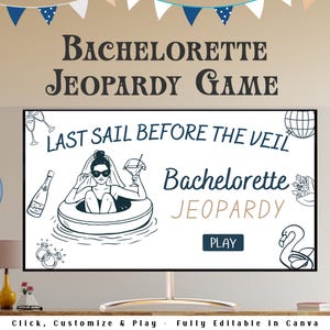 Coastal Bachelorette Party Jeopardy Game | Editable Canva Presentation |  Bachelorette Trivia Game | Margs & Matrimony  Bikinis and Martinis