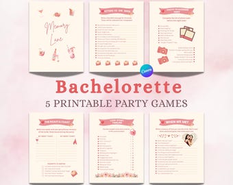 Pink Bachelorette Games, 5 Editable Bridal Shower Games, Pink Modern Bachelorette, Hen Party Games, Template, Printable Bachelorette Game