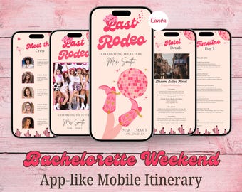Last Rodeo Bachelorette Itinerary Template For Mobile, Digital Invitation, Weekend Itinerary, Nash Bash Bachelorette Weekend Invite
