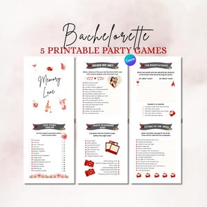Clean Bachelorette Games, 5 Editable Bridal Shower Games, Pink Modern Bachelorette, Hen Party Games, Template, Printable Bachelorette Game