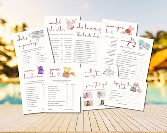 Bridal Shower Game Bundle, Minimalist Bridal Shower Games, Modern Bridal Shower Games Pack, Fully Editable Download
