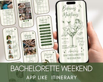 Bikinis & Martinis Bachelorette Itinerary Template | Editable Canva Weekend Planner | Beach Party Itinerary | Digital Bachelorette Invite