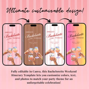 Bachelorette itinerary template Bachelorette Weekend Planner Template Editable Invite Mobile Bachelorette Party Itinerary Checklist, hen party guide, wedding checklist, Bridal Itinerary, weekend schedule, girls trip planner, weekend events,