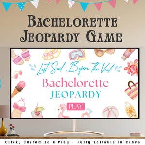 Coastal Bachelorette Party Jeopardy Game | Editable Canva Presentation |  Bachelorette Trivia Game | Margs & Matrimony  Bikinis and Martinis