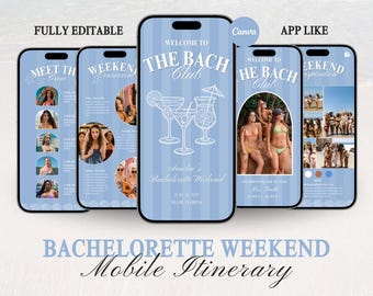 Bachelorette Party Itinerary Template Bach Club Travel Itinerary Girls Trip Digital Download, Digital Invitation, Hens Party Itinerary