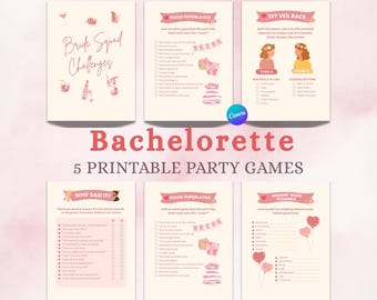 Pink Bachelorette Games, 5 Editable Bridal Shower Games, Pink Modern Bachelorette, Hen Party Games, Template, Printable Bachelorette Game