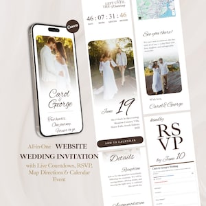 WEB Invitation with Embedded Countdown Timer, Trackable RSVP and Map, Digital Wedding Announcement Canva Template, Website Invite