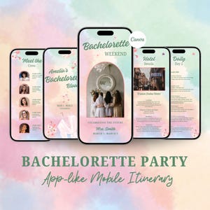 Bachelorette Itinerary Template For Mobile, Weekend Itinerary, Digital Invitation, Bachelorette Weekend, Itinerary Planner Template, Canva