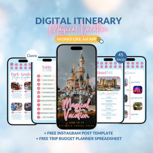 WDW Vacation Travel Digital Itinerary, Family Travel, Travel Agent Agency, Trip Itinerary, WDW Mobile Itinerary, Canva Travel Guide Proposal