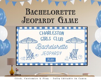 Bachelorette Jeopardy Party Game, Bachelorette Trivia Game, Hen Do Party Game, Editable Bridal Shower Games Canva Powerpoint