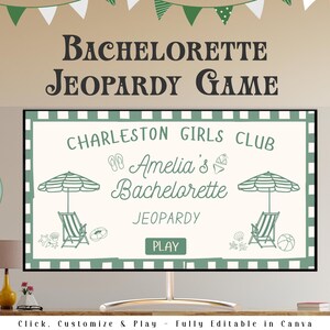 Charleston Bachelorette Party Jeopardy Game  Editable Canva Presentation  Bachelorette Trivia Game  Margs & Matrimony | Bikinis and Martinis