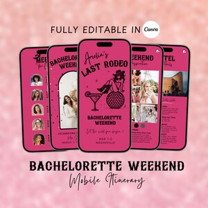 Last Rodeo Bachelorette Itinerary Template For Mobile, Digital Invitation, Weekend Itinerary, Nash Bash Bachelorette Weekend Invite