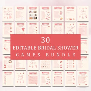 Bridal Shower Games Bundle, Modern Minimalist Bachelorette Party Games, Printable Bridal Shower Table Signs, Editable Canva Template