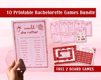 Pink Bachelorette Games Bundle, Editable Bridal Shower Games, Pink Modern Bachelorette, Hen Party Games, Template, Dirty Games Pink Red