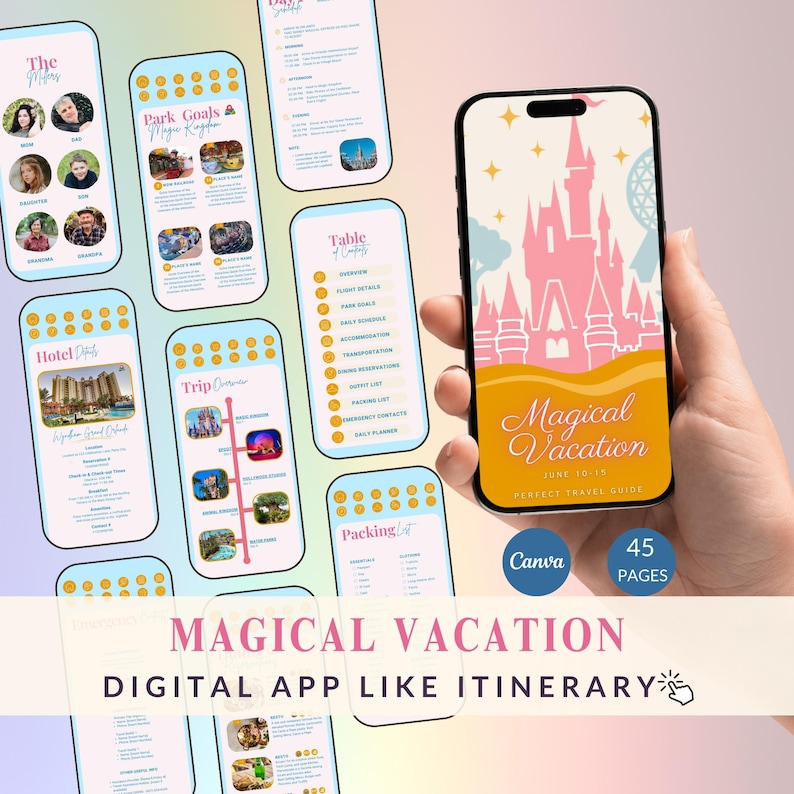 travel proposal, wdw itinerary, disney itinerary, travel agent, disney vacation, orlando vacation, wdw travel agent, wdw digital planner, wdw planner, wdw vacation planner, disney template, agent templates, Travel Agent Digital, girls trip itinerary, Travel Agent Planner, Mobile Trip Itinerary Template, Editable Canva free Template, Holiday Travel Organizer, travel organization, travel social media, Travel Agent Content, Travel Agency Mobile, Travel Agent Digital,  Holiday Vacation,